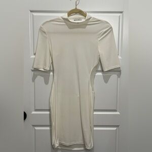 Fashion Nova White Mesh Sides And Back Mini Bodycon Dress Size M